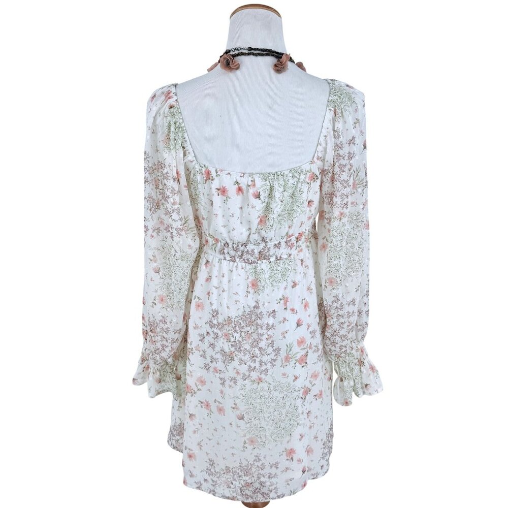 Francesca’s Floral Empire Waist Babydoll Dress M | Cottagecore Coquette Dollette - Picture 8 of 16